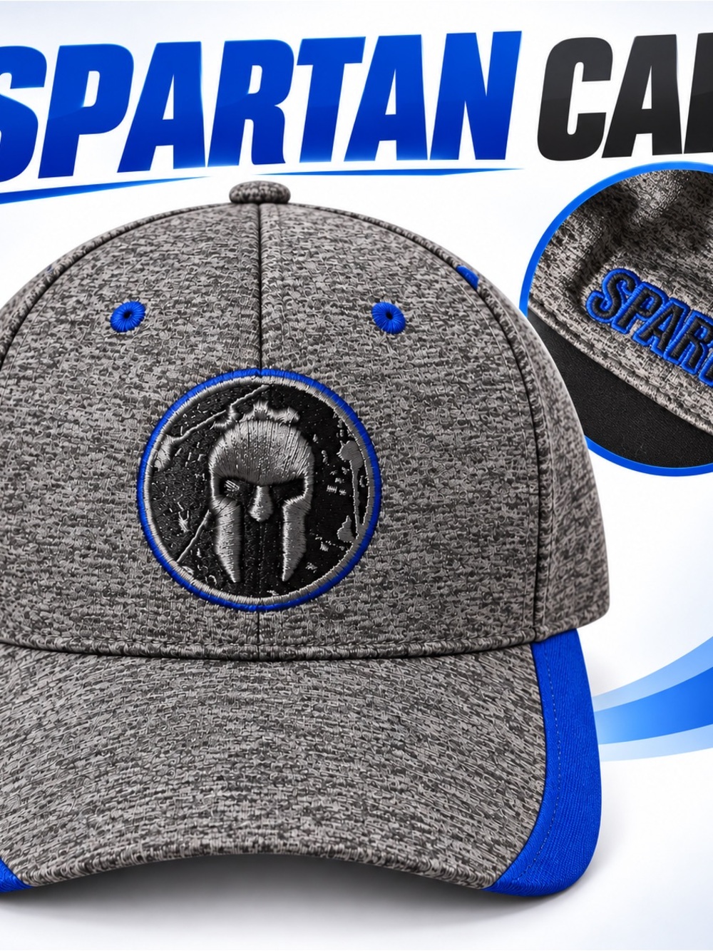 Men's Gray and Blue Performance Baseball Hat